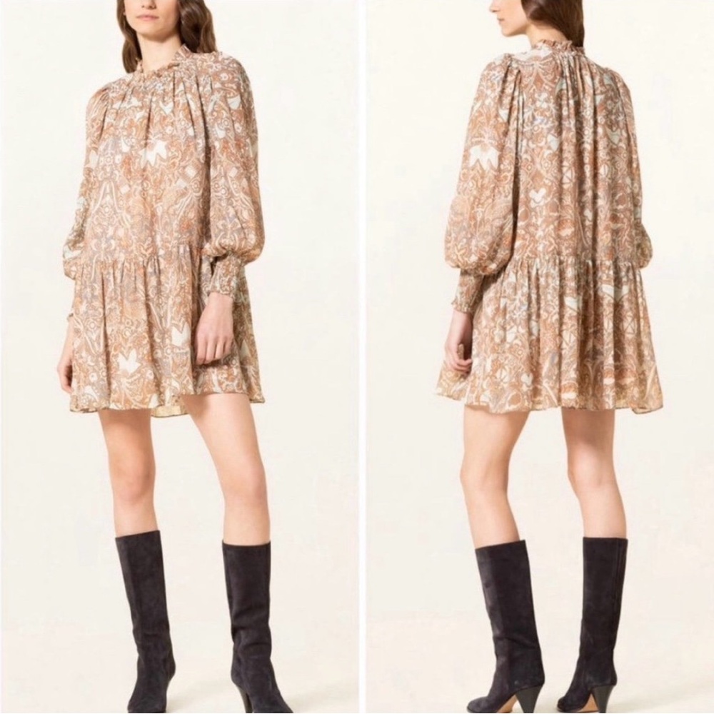 Ulla Johnson Maja Feldspar Paisley Chiffon Minidress Size 6 Long Sleeve EUC - Picture 1 of 16